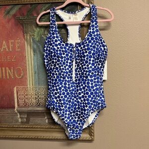 Anne Cole Denim Dot Racerback Swimsuit NWT